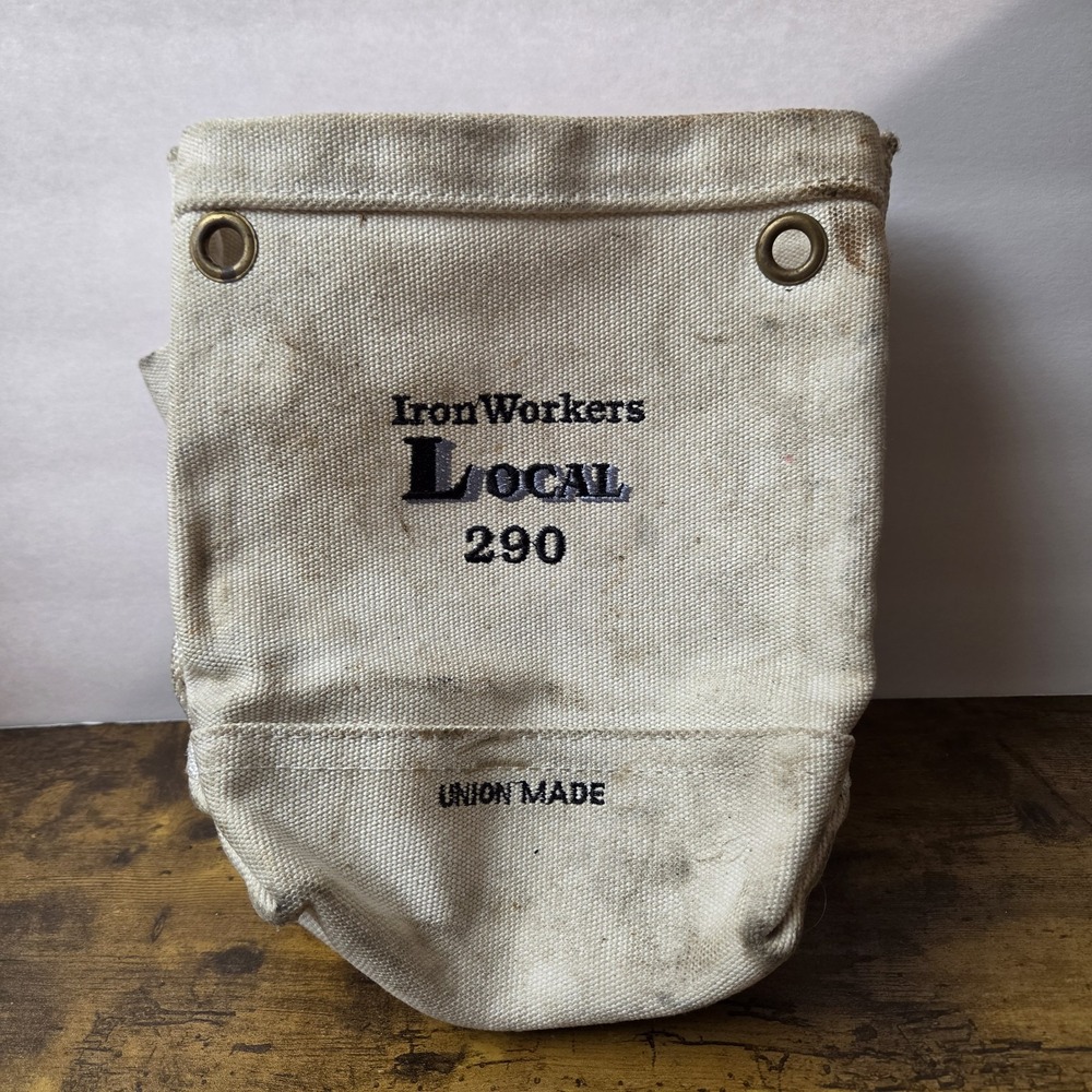 Iron Workers Local 290 Heavy Canvas Bolt Bag Tool Pouch Union Made USA Fabric